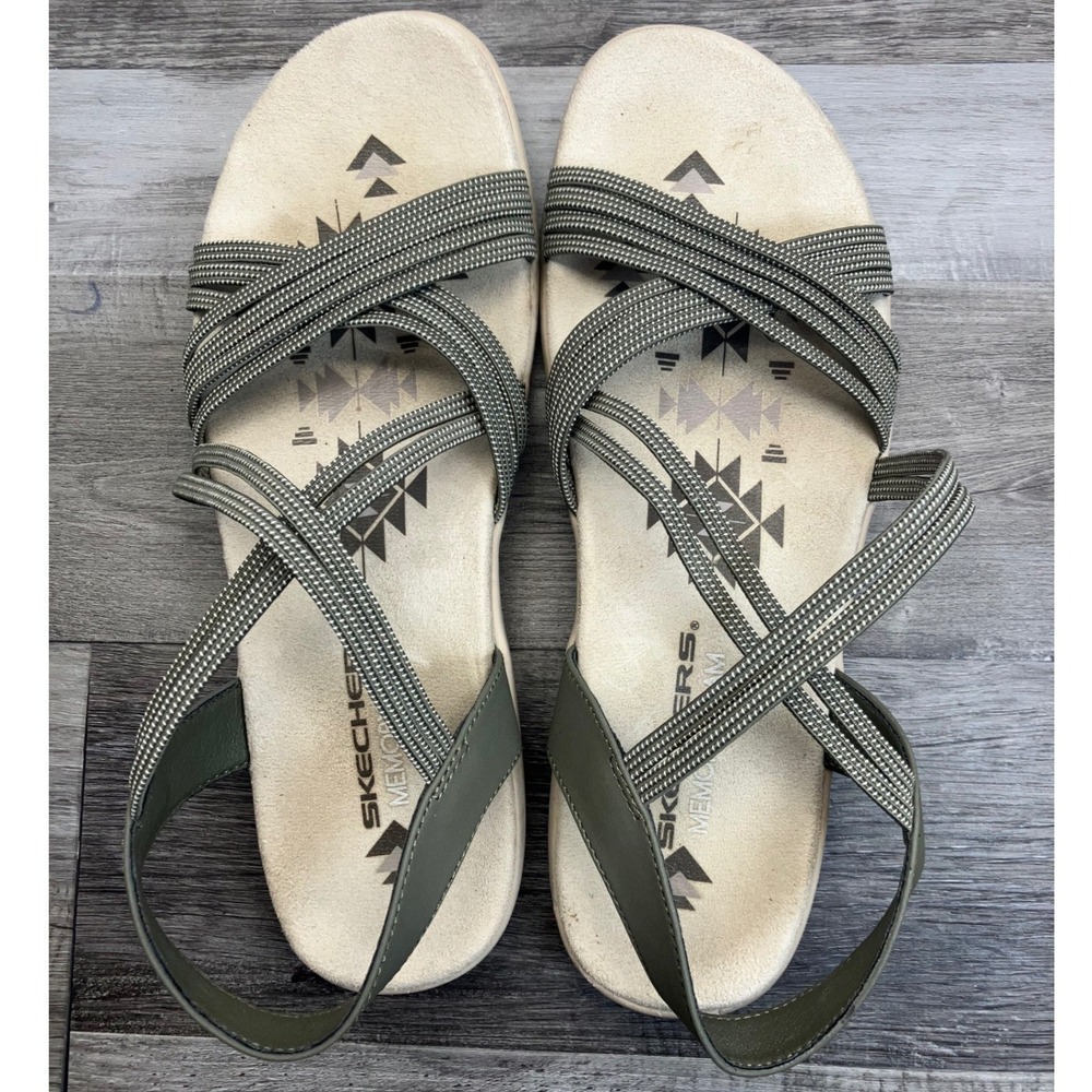 Skechers Reggae Slim Strappy Sandals Olive Green Memory Foam Womens Size 9 - Picture 5 of 7